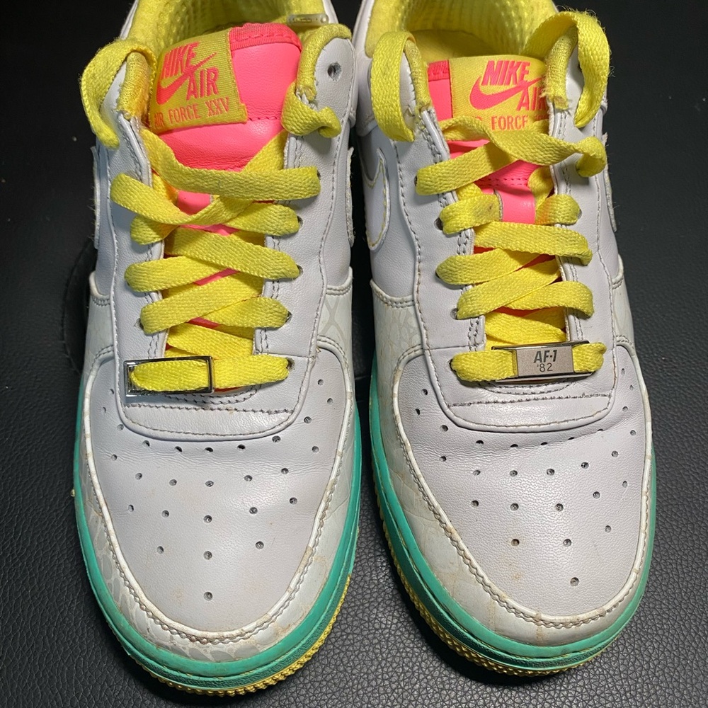Nike Air Force 1 Kids Shoes - Gray, Yellow, and Pink
